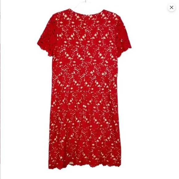 Talbots Red Crochet Sheath Dress 12 - Picture 2 of 3